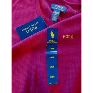 NWT Polo Ralph Lauren Mens L Waffle Knit Shirt Long Sleeve Lounge Sleep Maroon